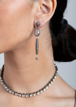 Load image into Gallery viewer, Pave Diamond Drops & Faceted Quartz Crystal Earrings-Earrings-Gretchen Ventura