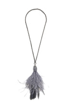 Load image into Gallery viewer, Grayish Blue Feather Tassel Necklace-Necklaces-Gretchen Ventura