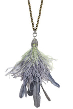 Load image into Gallery viewer, Two Toned Feather Tassel & Faceted Pyrite Necklace-Necklaces-Gretchen Ventura