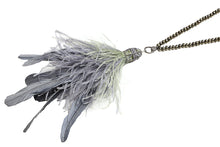 Load image into Gallery viewer, Two Toned Feather Tassel & Faceted Pyrite Necklace-Necklaces-Gretchen Ventura
