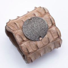 Taupe Crocodile Cuff w/ Diamond Plate #2579