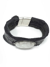 Load image into Gallery viewer, Black Crocodile Cuff w/ Pave Diamond Encrusted Moonstone (1.5&quot; wide) #2770
