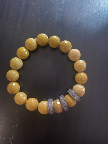Faceted Mookaite Jasper w/ SS Diamond Wheels Bracelet #2910-Bracelets-Gretchen Ventura