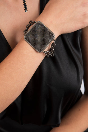 Black Spinel & Diamond Plate Bracelet-Bracelets-Gretchen Ventura