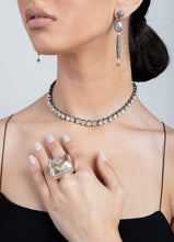 Load image into Gallery viewer, Pave Diamond Drops &amp; Faceted Quartz Crystal Earrings-Earrings-Gretchen Ventura
