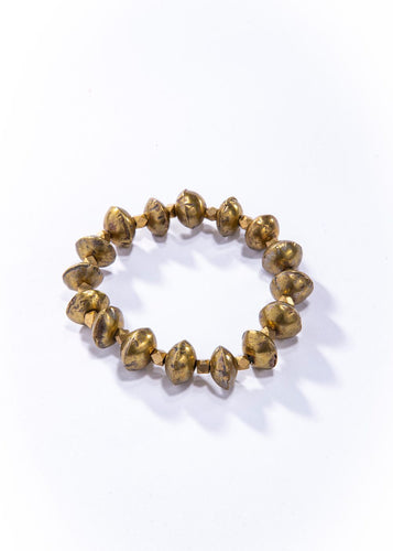 Brass Bicone w Faceted Brass Cube #4125-Men's-Gretchen Ventura