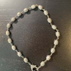 Diamond Cut Sterling Rosary Medium Bead Chain w/ Diamond Lobster Claw Clasp #7541`