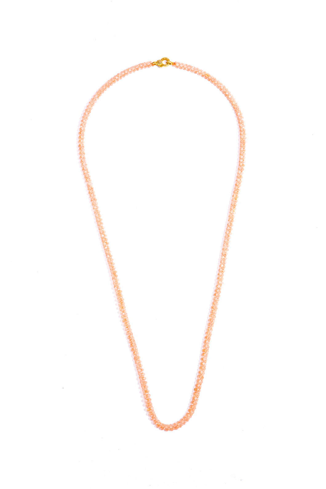 Peach Moonstone Woven Chain w/ Diamond Lobster Claw Clasp (32