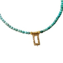 Load image into Gallery viewer, Faceted Turquoise Beads W/ 18K Beads &amp; Diamond Drop W/ Gold Plate Diamond Clasp #9587

