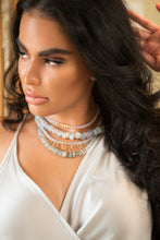 Load image into Gallery viewer, Faceted Chalcedony Heishi Bead, Gold &amp; Diamond Necklace-Necklaces-Gretchen Ventura
