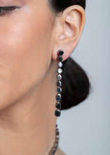 Load image into Gallery viewer, Black Diamond Slice (3.38 C) &amp; Sterling Drop Earrings (2.75&quot;) #3451

