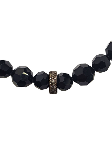 Black Spinel & Diamond Wheel Bracelet-Men's-Gretchen Ventura