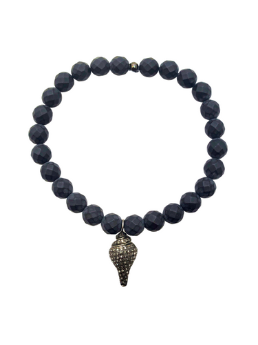 Onyx & Diamond Shell Charm Bracelet-Men's-Gretchen Ventura