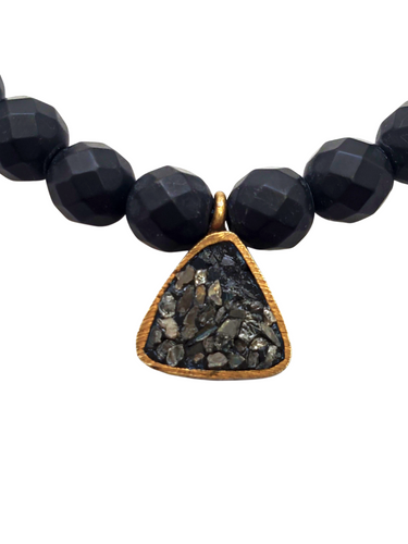 Onyx Bead & Raw Black Diamond Charm Bracelet-Men's-Gretchen Ventura