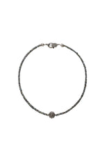 Load image into Gallery viewer, Changing Color Faceted Sapphire Necklace w/Sterling &amp; Diamond Baguette Bead &amp; Diamond Clasp
