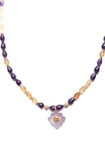 Load image into Gallery viewer, Tear Drop Faceted Amethyst &amp; Citrine w/ 14K Gold, Amethyst &amp; Citrine Pendant-Necklaces-Gretchen Ventura
