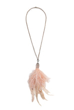 Load image into Gallery viewer, Pink Feather Tassel in Sterling &amp; Diamond Cage w/Sterling Silver Small GV Chain
