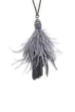 Load image into Gallery viewer, Grayish Blue Feather Tassel Necklace-Necklaces-Gretchen Ventura
