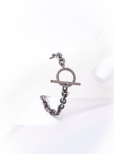 GV Chain & Pave Diamond Toggle Clasp Bracelet-Bracelets-Gretchen Ventura