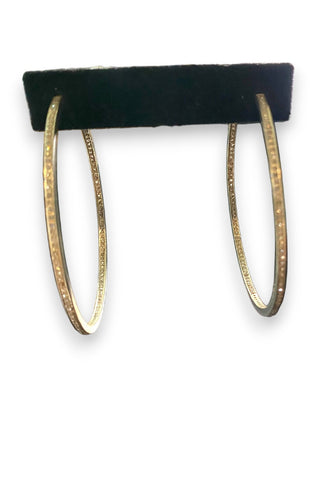 Gold Plate over Sterling Silver & Diamond Hoops 60mm-Earrings-Gretchen Ventura