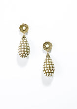 Load image into Gallery viewer, Diamond and Pearl Tear Drop Earrings in 14K Gold &amp; Silver #3466-Earrings-Gretchen Ventura
