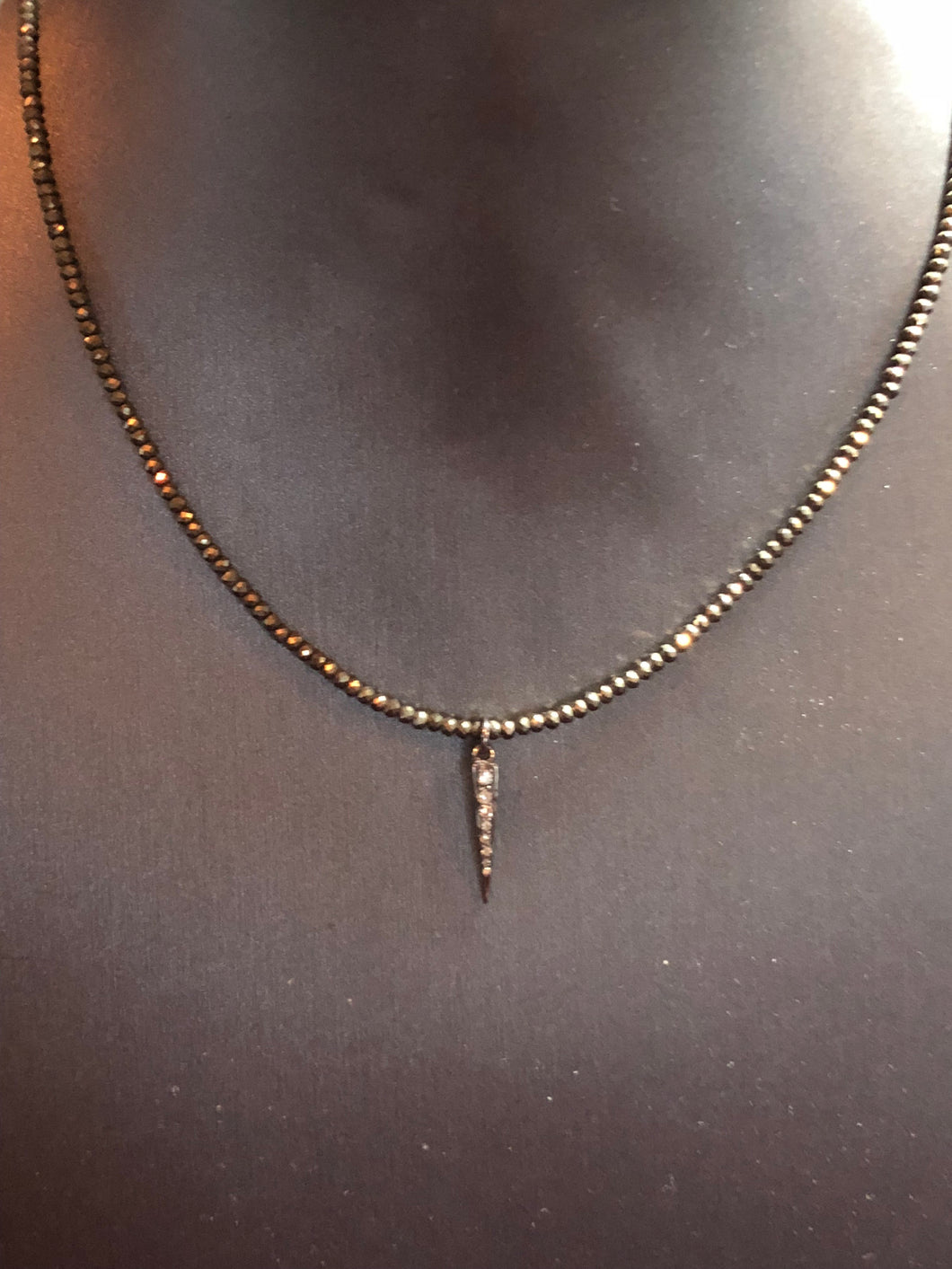 2 mm Faceted Pyrite w/ Diamond Sphere Pendant ( 14