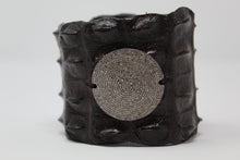 Load image into Gallery viewer, Black Crocodile Cuff w/ Diamond Disc #2588
