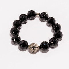 Faceted Onyx w/ Diamond Bead #2620-Bracelets-Gretchen Ventura
