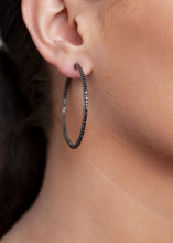 Load image into Gallery viewer, Rhodium Plated Silver w/ Black Diamond Hoops (50 mm) #3345-Earrings-Gretchen Ventura
