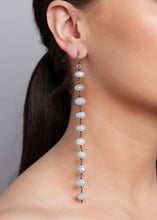 Load image into Gallery viewer, Faceted Silverite Plated Aqua Marine Rosary Chain Earrings on Diamond Post #6505-Earrings-Gretchen Ventura
