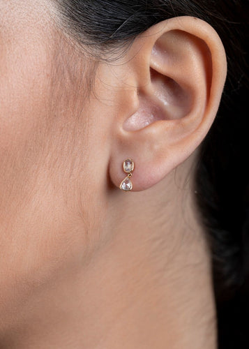 Rose Cut Diamond Earrings in 14K Gold (0.65 C) #3443-Earrings-Gretchen Ventura