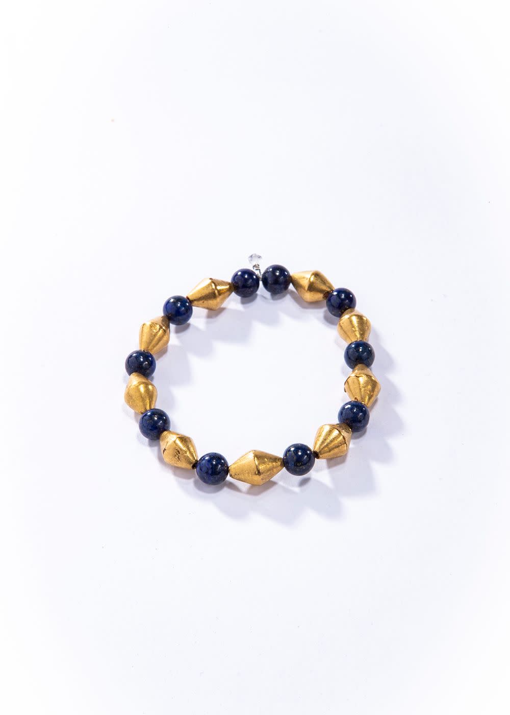 22K Plate Beads w/ Lapis Lazuli Bracelet #4230