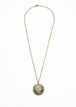 Load image into Gallery viewer, Diamond &amp; Blackened Sterling Silver Egyptian Ancient Symbol for strength and transformation w/ Vintage Sterling Chain (28&quot;+ 2.25&quot;) #4501
