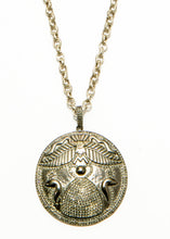 Load image into Gallery viewer, Diamond &amp; Blackened Sterling Silver Egyptian Ancient Symbol for strength and transformation w/ Vintage Sterling Chain (28&quot;+ 2.25&quot;) #4501

