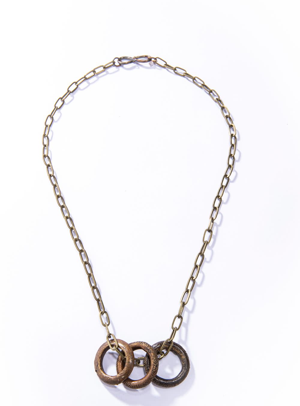 Brass Link Chain w/ Antique Ethiopian Rings (24