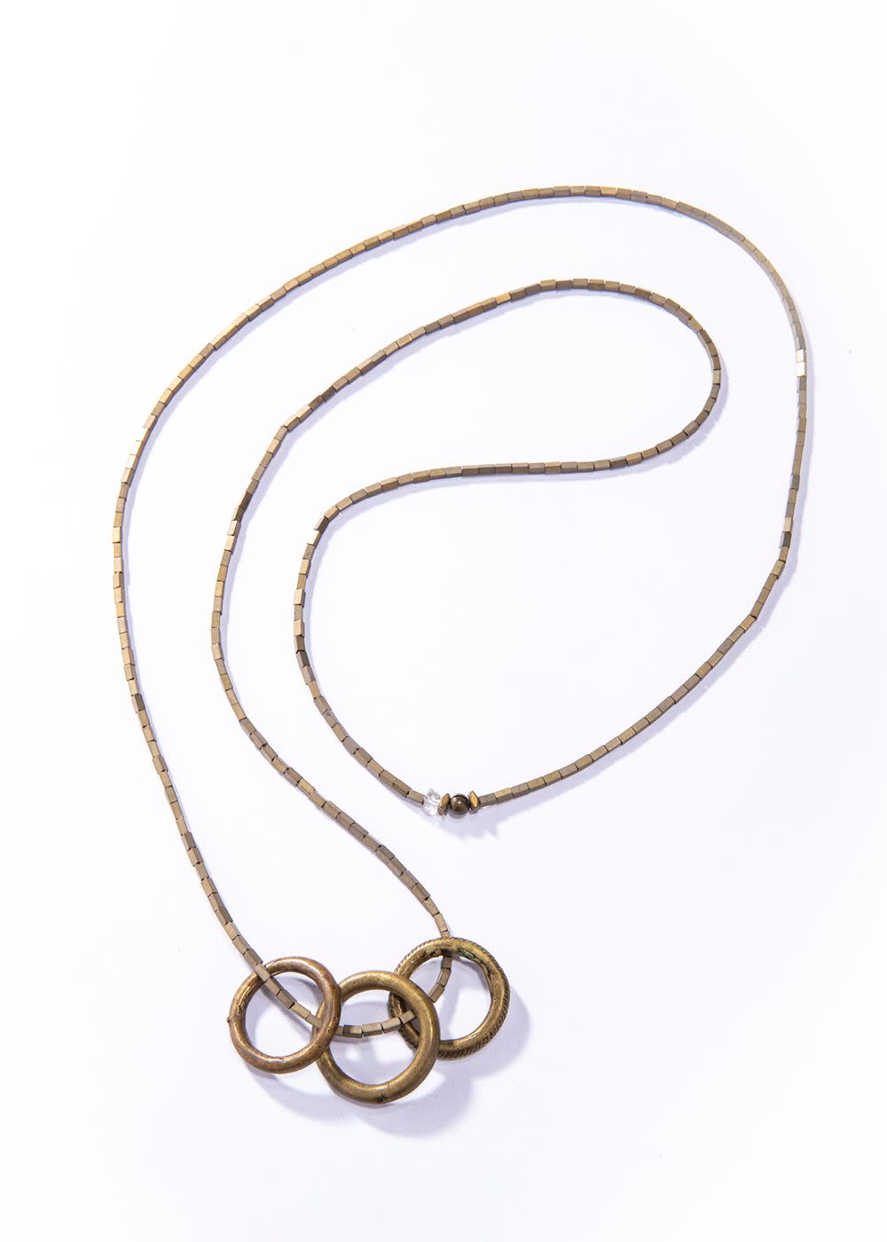 Burnished Hematite Tubes w/ Antique Ethiopian Rings  44