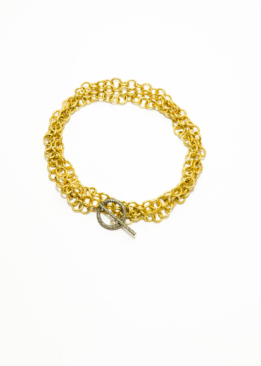 Gold Plate Link Chain w/ Diamond Toggle (44