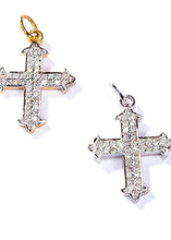 Load image into Gallery viewer, 18K (white or yellow) Gold single cut diamond cross pendant #7228-Neck Pendant-Gretchen Ventura

