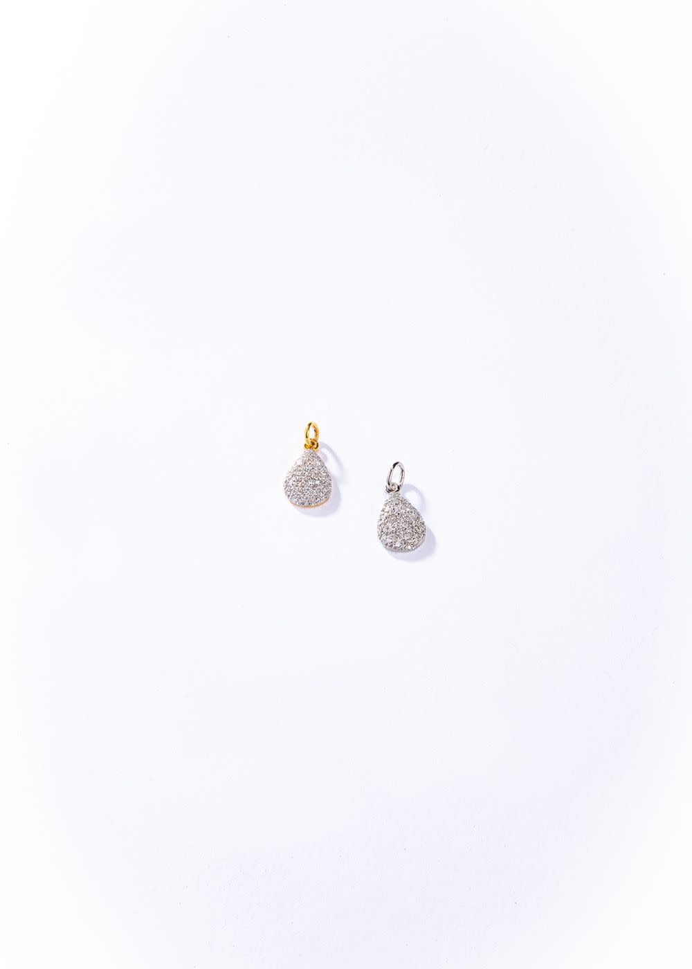18K (white or yellow) Gold pave diamond tear drop pendant (.24C) #7229-Neck Pendant-Gretchen Ventura