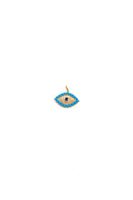 Load image into Gallery viewer, 14K Gold Diamond (.25 C) Sapphire &amp; Turquoise Evil Eye Pendant (.85&quot;) #7239-Neck Pendant-Gretchen Ventura
