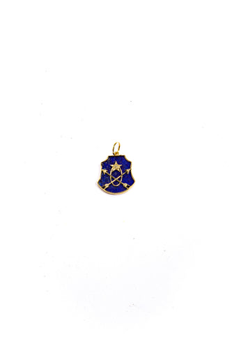 14 K Gold, Diamond (.04 C), Lapis Lazuli Star and Arrow Shield Pendant (1.2