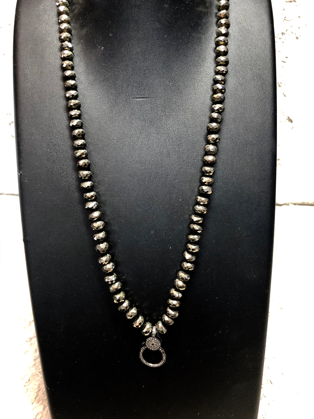 8 mm Faceted Pyrite W/ Diamond Lobster Claw Clasp (36