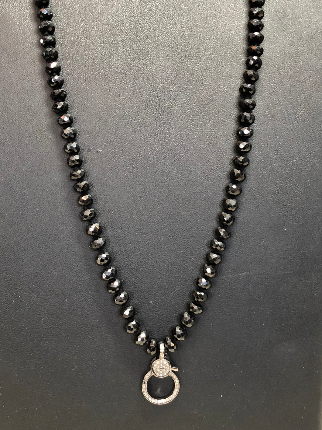 6 mm Faceted Black Spinel W/ Diamond Lobster Claw Clasp (36