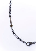 Load image into Gallery viewer, Diamond Bar, Labradorite w/ Rhodium Plated Sterling Chain w/ Diamond Lobster Claw Clasp(36&quot;) #9254
