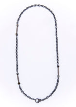 Load image into Gallery viewer, Diamond Bar, Labradorite w/ Rhodium Plated Sterling Chain w/ Diamond Lobster Claw Clasp(36&quot;) #9254
