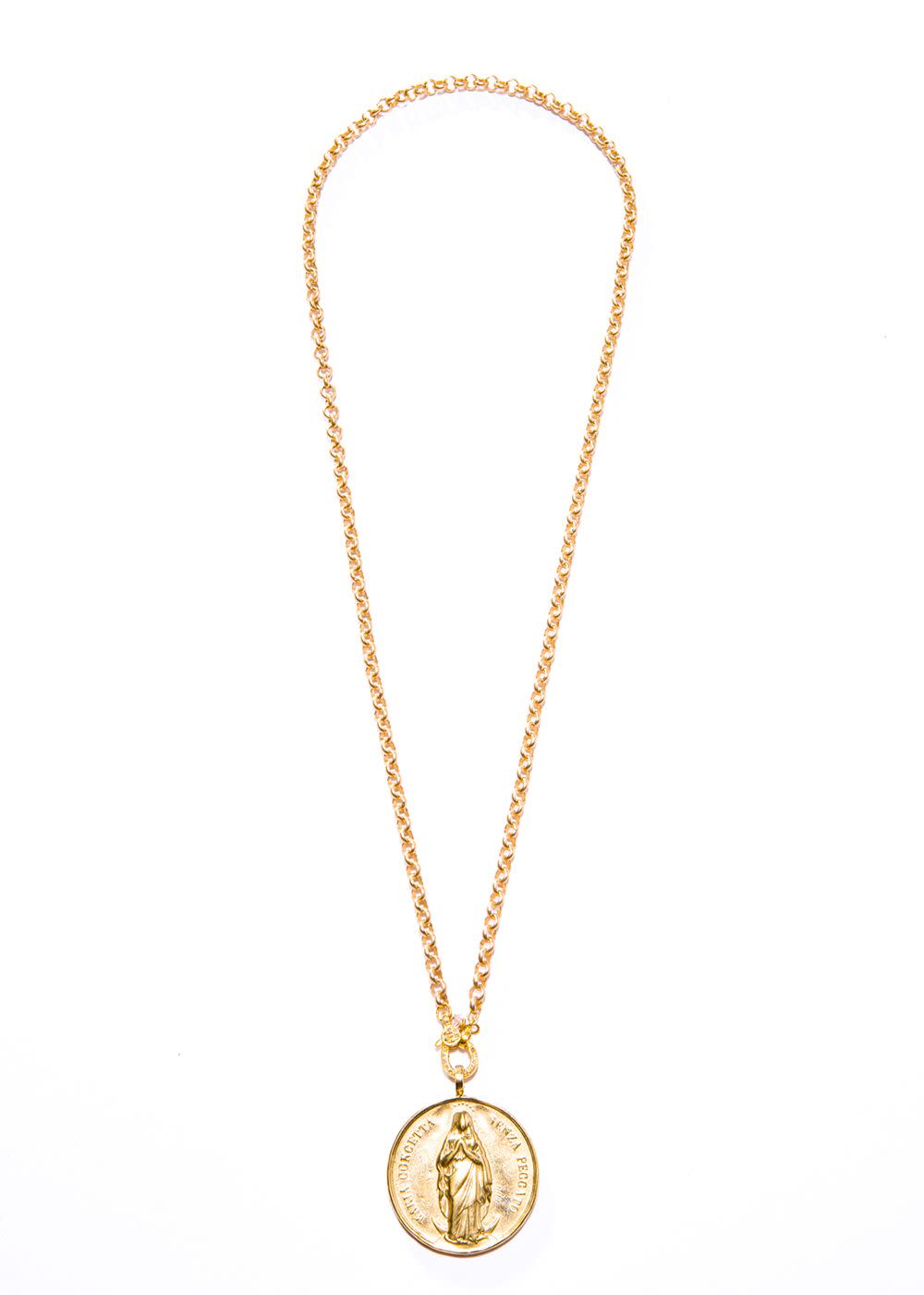 Doublesided GP Blessed Mary & St. Anthony w/ single cut diamond pendant on GP chain w/ diamond lobster claw clasp (24