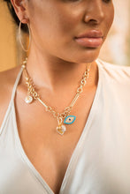 Load image into Gallery viewer, 14K Yellow Gold, Pearl, Sapphire,&amp; Diamond Skull Pendant (.80&quot;) (0.06C) #7197-Neck Pendant-Gretchen Ventura
