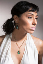 Load image into Gallery viewer, Emerald (3.06c) and Diamond (.89c) Drop in Sterling 14K Post Earrings (2&quot;) #3515-Earrings-Gretchen Ventura

