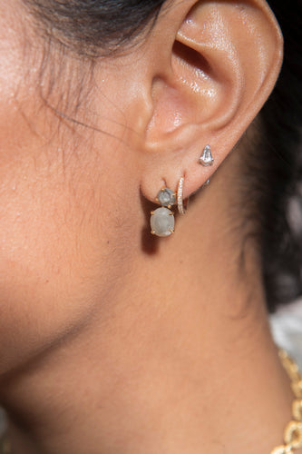 Taupe Rose Cut Diamond (5.34c) Set in 14K Gold Earrings (.63