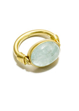 Load image into Gallery viewer, Aquamarine Cabachon in Matte 14K Gold flip ring #5025-Rings-Gretchen Ventura
